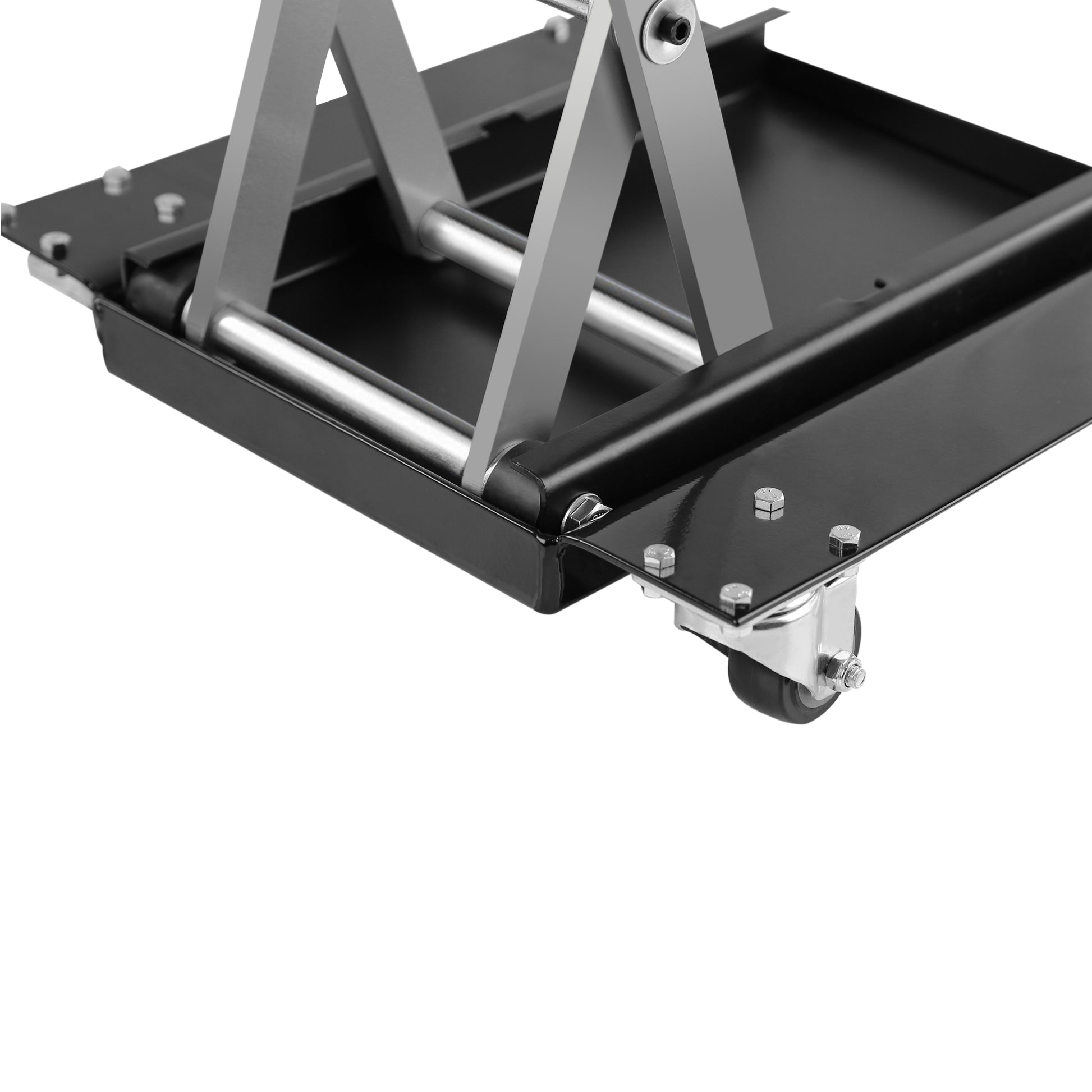 Motorcycle Lift Scissor Jack Steel Wide Deck Hoist Crank Center Stand 1100 Lbs Capacity For Motorcycles, Atvs, Dirt Bikes Black And Silver Steel