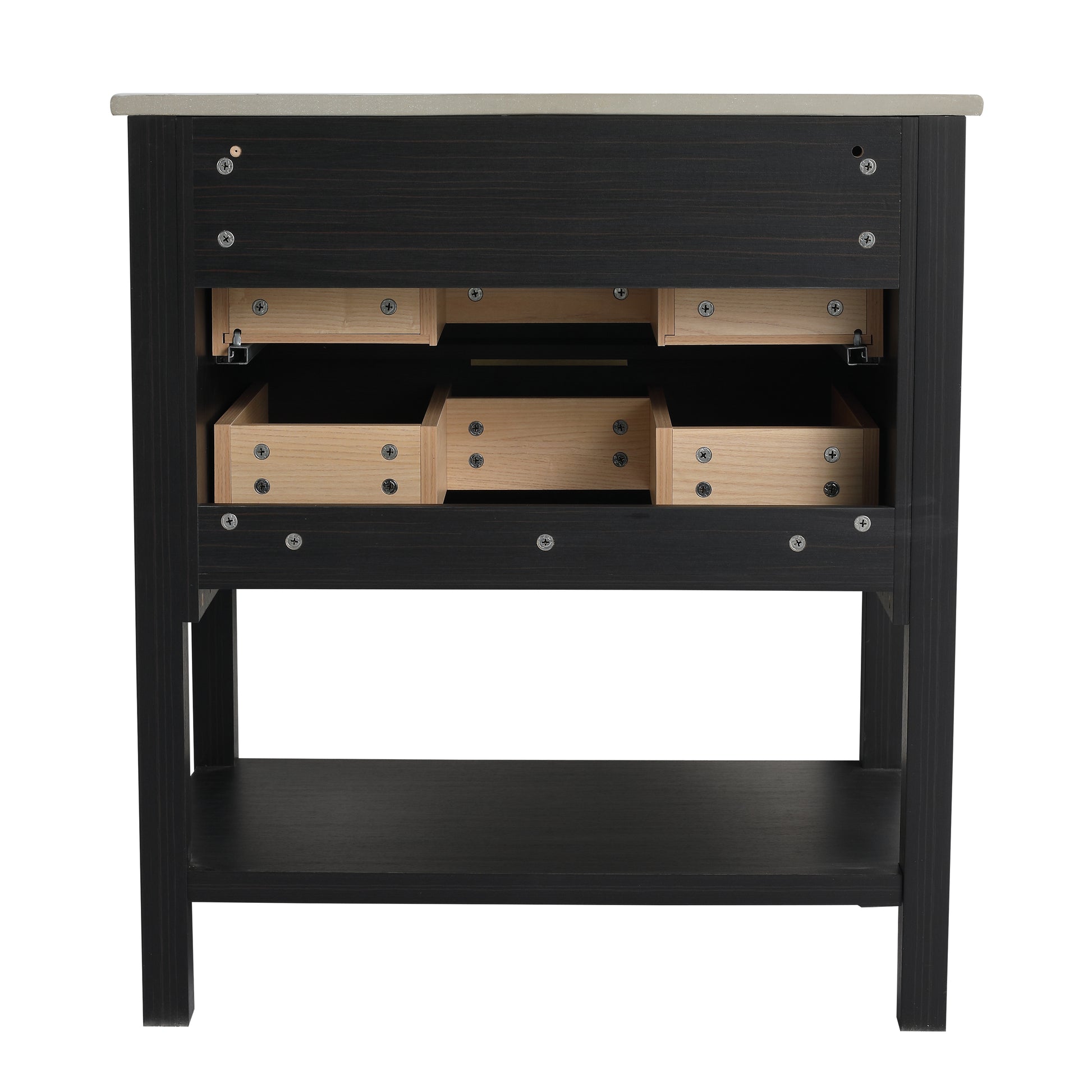 30 Inch Bathroom Vanity With Sink And 2 Soft Close Drawers, Golden Handle Bvb01030Bctg Bl9075B Black Chestnut Bathroom Modern Plywood