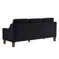 Modern 3 Person Seat Sofa Couch With Scooped Armrest Wood Legs,Upholstered Velvet 3 Seat Sofa With Removable Cushions For Livingroom Bedroom,Black Black Espresso Velvet Wood Primary Living Space