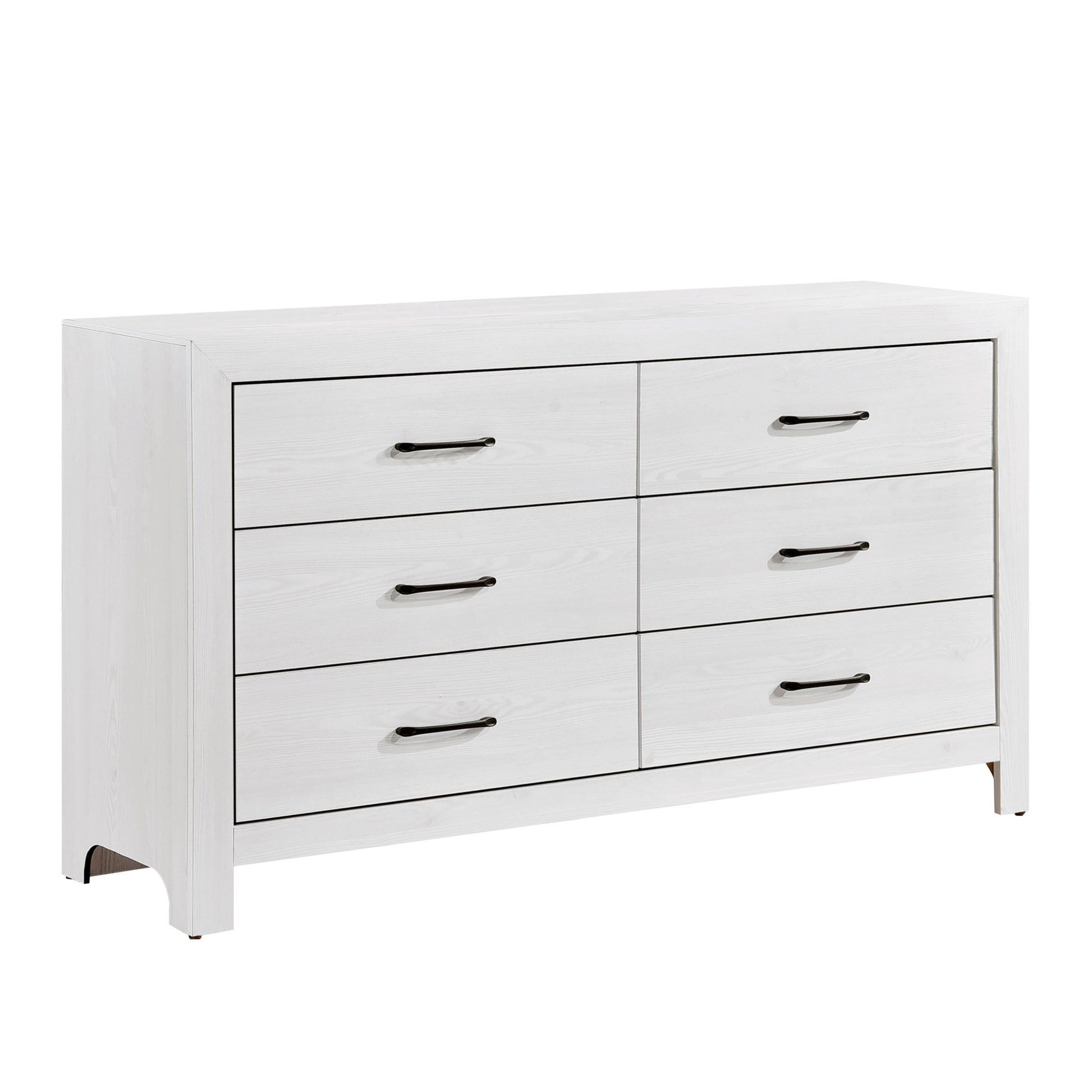 white dresser with black hardware Modern White Finish 1Pc Dresser Of 6X Drawers Black Hardware Wooden Bedroom Furniture White Bedroom Modern,Rustic Wood