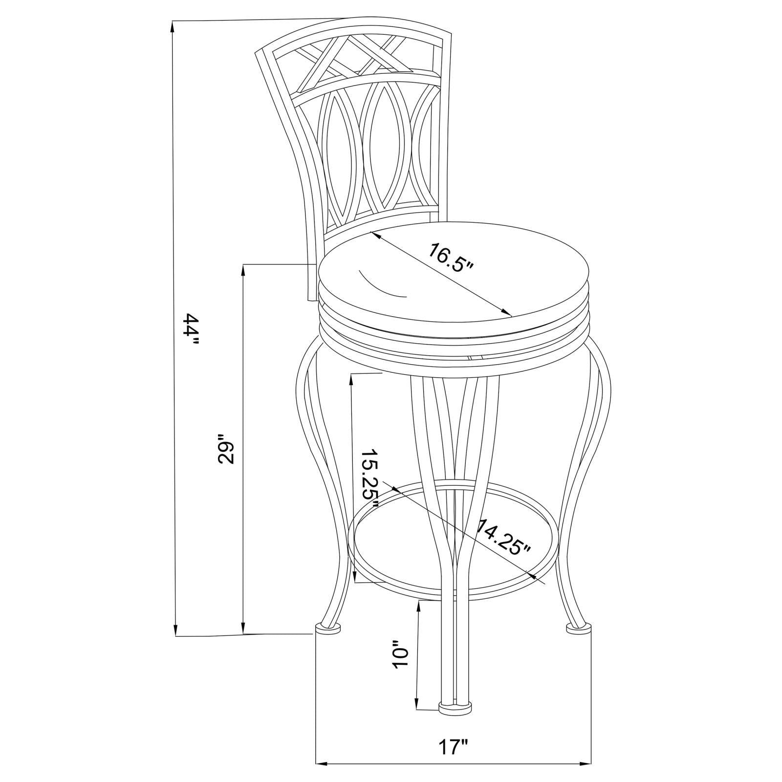 Black Swivel Bar Stool With Upholstered Seat Solid Black Dining Room Spot Clean Traditional Bar Stools Open Back Metal