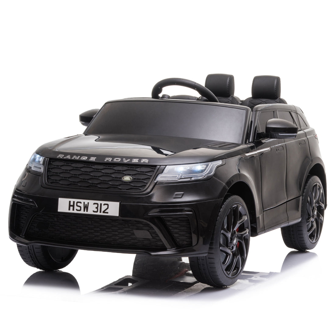 12V Licensed Range Rover Kids Ride On Car, Battery Powered Vehicle W Remote Control, Led Lights, Music, Spring Suspension, Soft Start, Electric Car Toy Gift Black Polypropylene