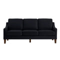 Modern 3 Person Seat Sofa Couch With Scooped Armrest Wood Legs,Upholstered Velvet 3 Seat Sofa With Removable Cushions For Livingroom Bedroom,Black Black Espresso Velvet Wood Primary Living Space