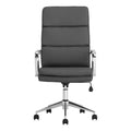 Grey And Chrome Upholstered Office Chair With Casters Solid Grey Office Spot Clean Contemporary,Modern Office Chairs Solid Back Foam Casters Faux Leather