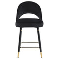 Black Open Back Counter Height Stools Set Of 2 Solid Black Dining Room Foam Glam Open Back Foam Velvet