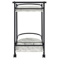 Black And Faux White Marble Serving Cart With Wine Rack Black Gray Dining Room Contemporary,Modern Kitchen Carts Metal Small Less Than 40In