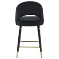 Black Open Back Counter Height Stools Set Of 2 Solid Black Dining Room Foam Glam Open Back Foam Velvet