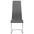 Grey And Chrome High Back Side Chairs Set Of 4 Solid Grey Dining Room Foam Spot Clean Contemporary,Modern Side Chair Solid Back Foam Faux Leather