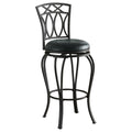 Black Swivel Bar Stool With Upholstered Seat Solid Black Dining Room Spot Clean Traditional Bar Stools Open Back Metal