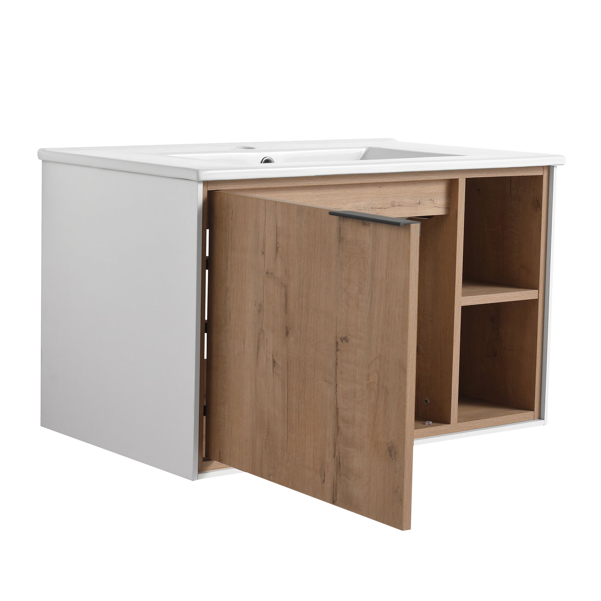 30'' Floating Wall Mounted Bathroom Vanity with imitative oak-1-2-soft close doors-bathroom-wall