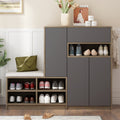 2 In 1 Shoe Storage Bench & Shoe Cabinets, Multi Functional Shoe Rack With Padded Seat, Versatile Shoe Storage Solution With Adjustable Shelves For Hallway, Grey 5 Or More Spaces Dark Grey Primary Living Space Adjustable Shelves Particle Board