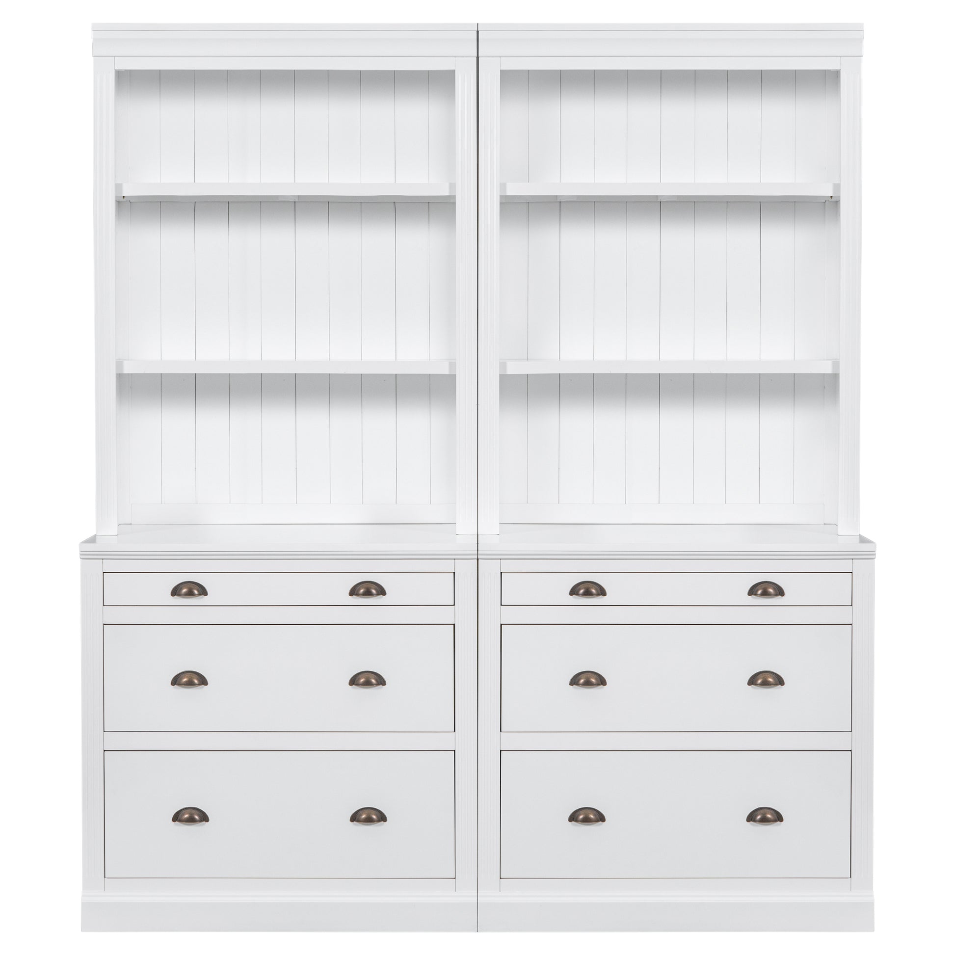 83.4"Tall Bookshelf Suite,Modern Bookcase Suite With Led Lighting, Drawers And Open Shelves,2 Piece Set Storage Bookshelf For Living Room,Home Office,White White Solid Wood Mdf