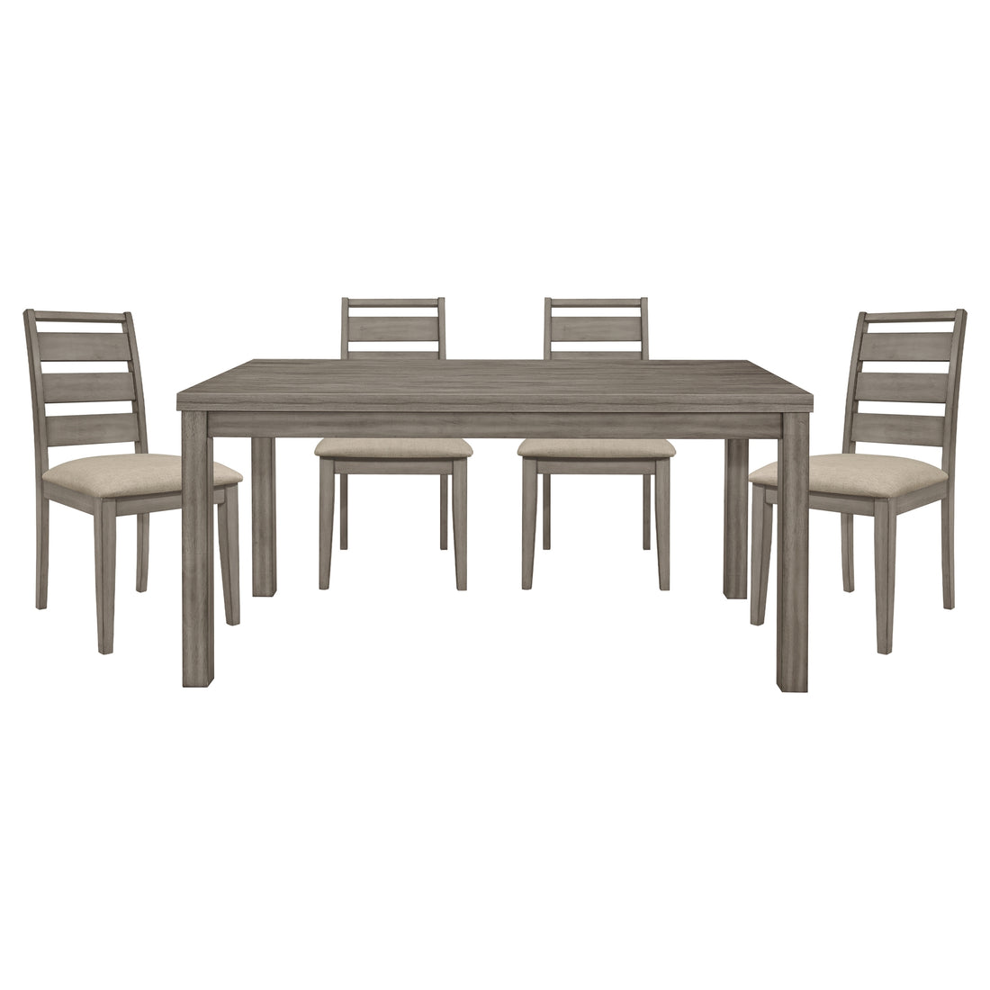 Weathered Gray Finish Rustic Style Dining Set 5Pc Table And 4 Side Chairs Set Padded Seat Transitional Wooden Furniture Wood Gray Seats 4 Wood Dining Room Rustic,Transitional 4 Leg Rectangular Dining Table With Chair Wood