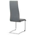 Grey And Chrome High Back Side Chairs Set Of 4 Solid Grey Dining Room Foam Spot Clean Contemporary,Modern Side Chair Solid Back Foam Faux Leather