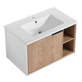 30'' Floating Wall Mounted Bathroom Vanity with imitative oak-1-2-soft close doors-bathroom-wall