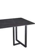 Carbon Steel Dining Table With Lauren Black Gold Stone Surface Supports Up To 71 Kg Black Gold Carbon Steel