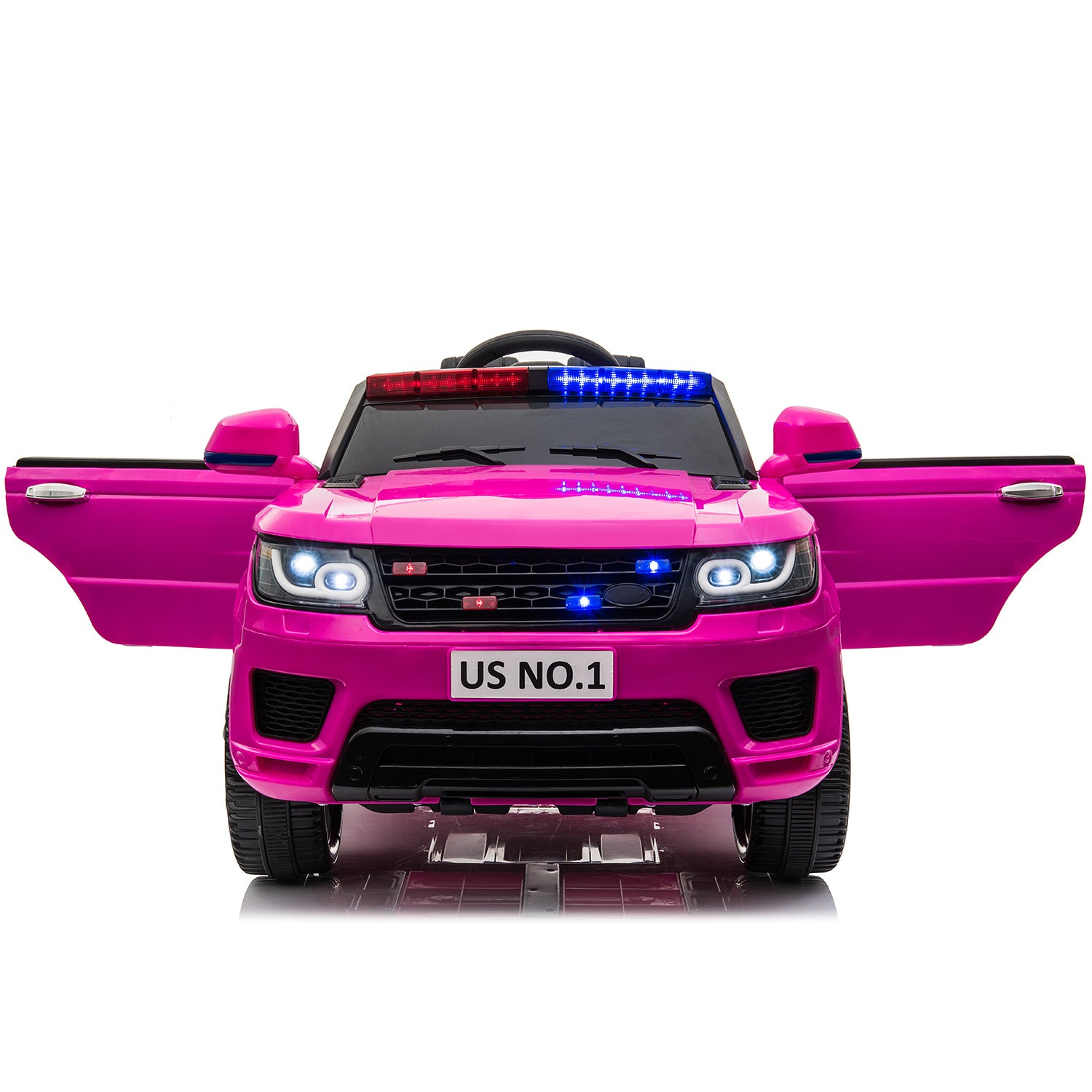 12V Kids Ride On Suv Cop Car With Remote Control, Siren Sounds Alarming Lights, Music Story Rose Red Rose Red Polypropylene