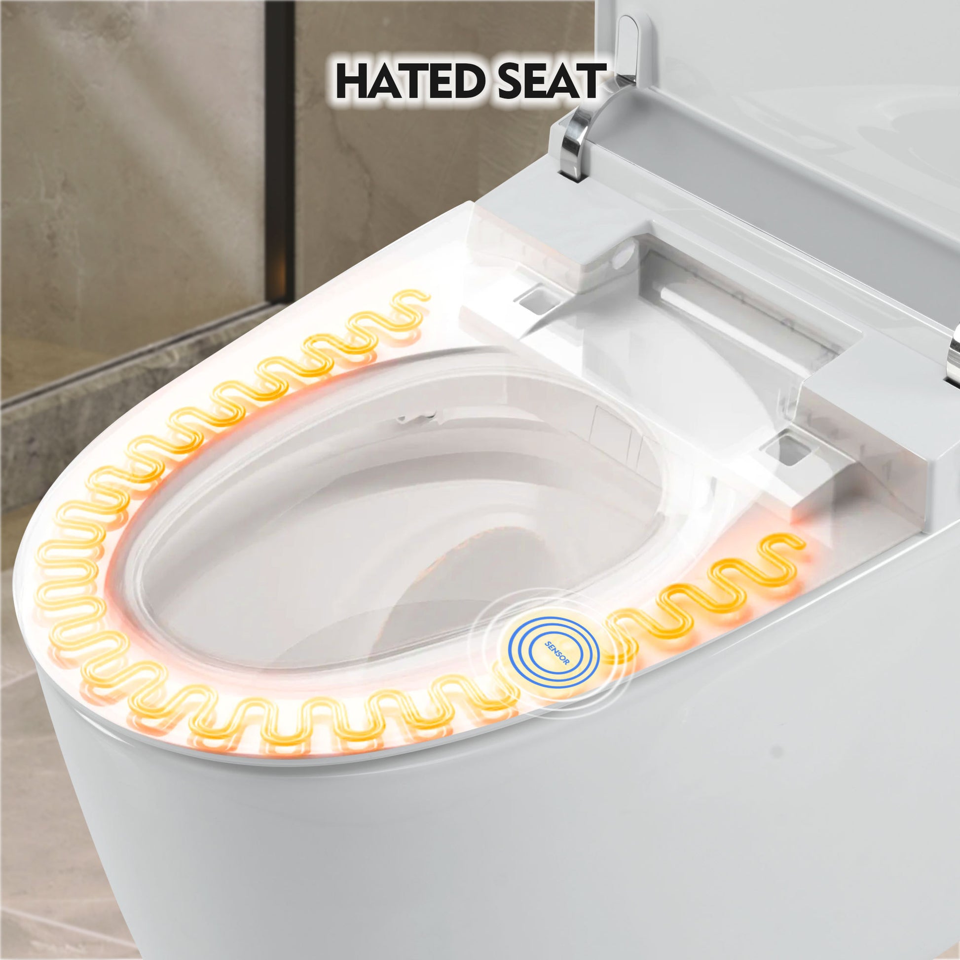 Heated Seat Smart Toilet, One Piece Toilet,