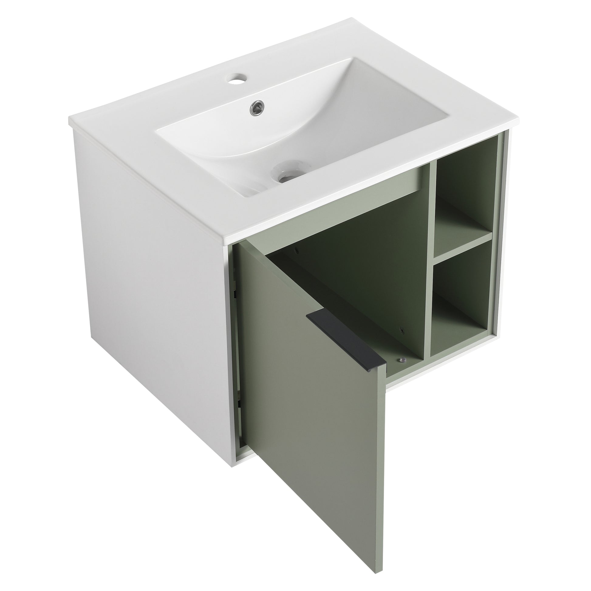 24'' Floating Wall Mounted Bathroom Vanity with green-1-2-soft close doors-bathroom-wall