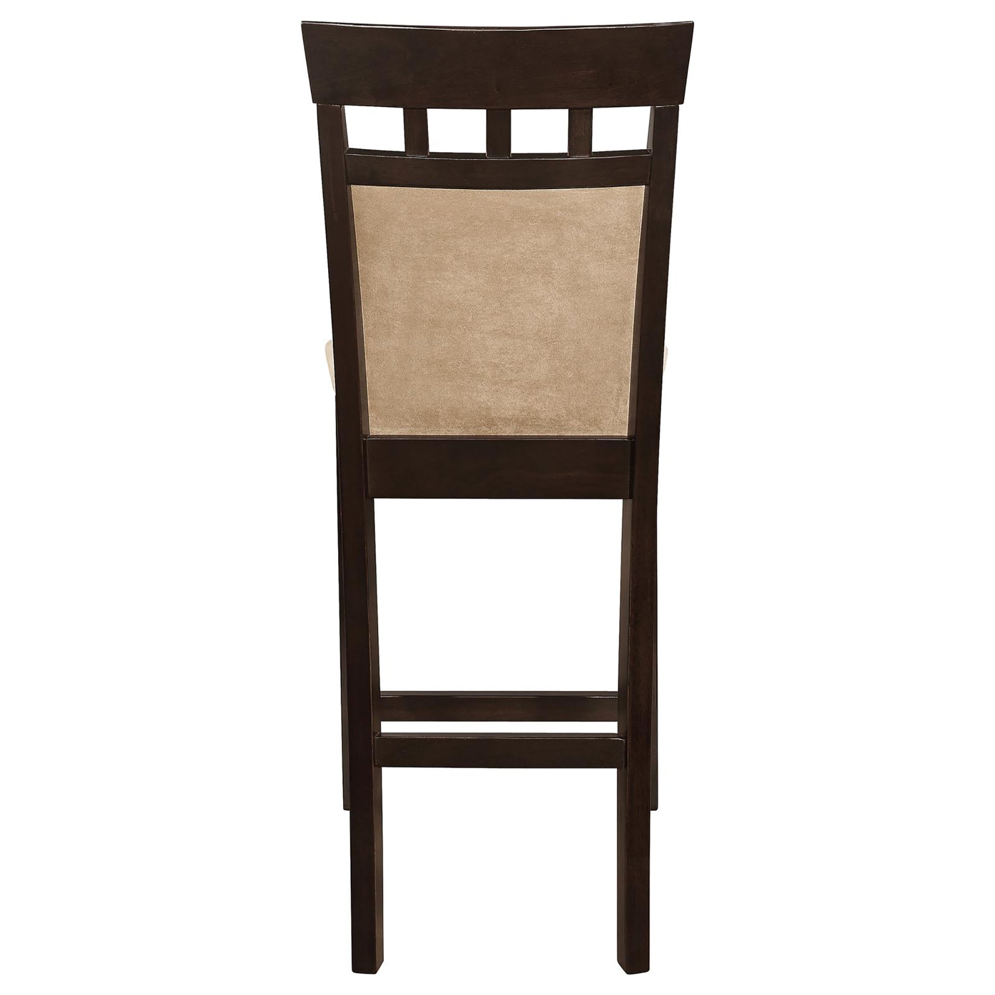 Beige And Cappuccino Upholstered Counter Height Stools Set Of 2 Solid Beige Brown Brown Dining Room Foam Spot Clean Transitional Solid Back Foam Microfiber