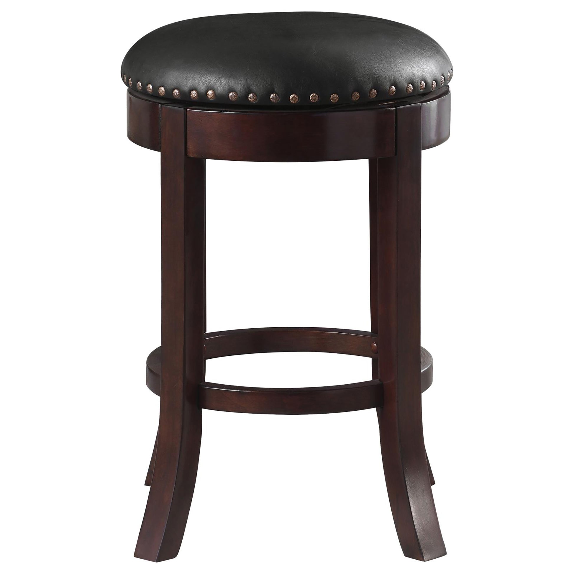 Dark Brown And Medium Brown Swivel Counter Height Stools Set Of 2 Solid Dark Brown Brown Dining Room Foam Spot Clean Transitional Bar Stools Birch Foam Faux Leather