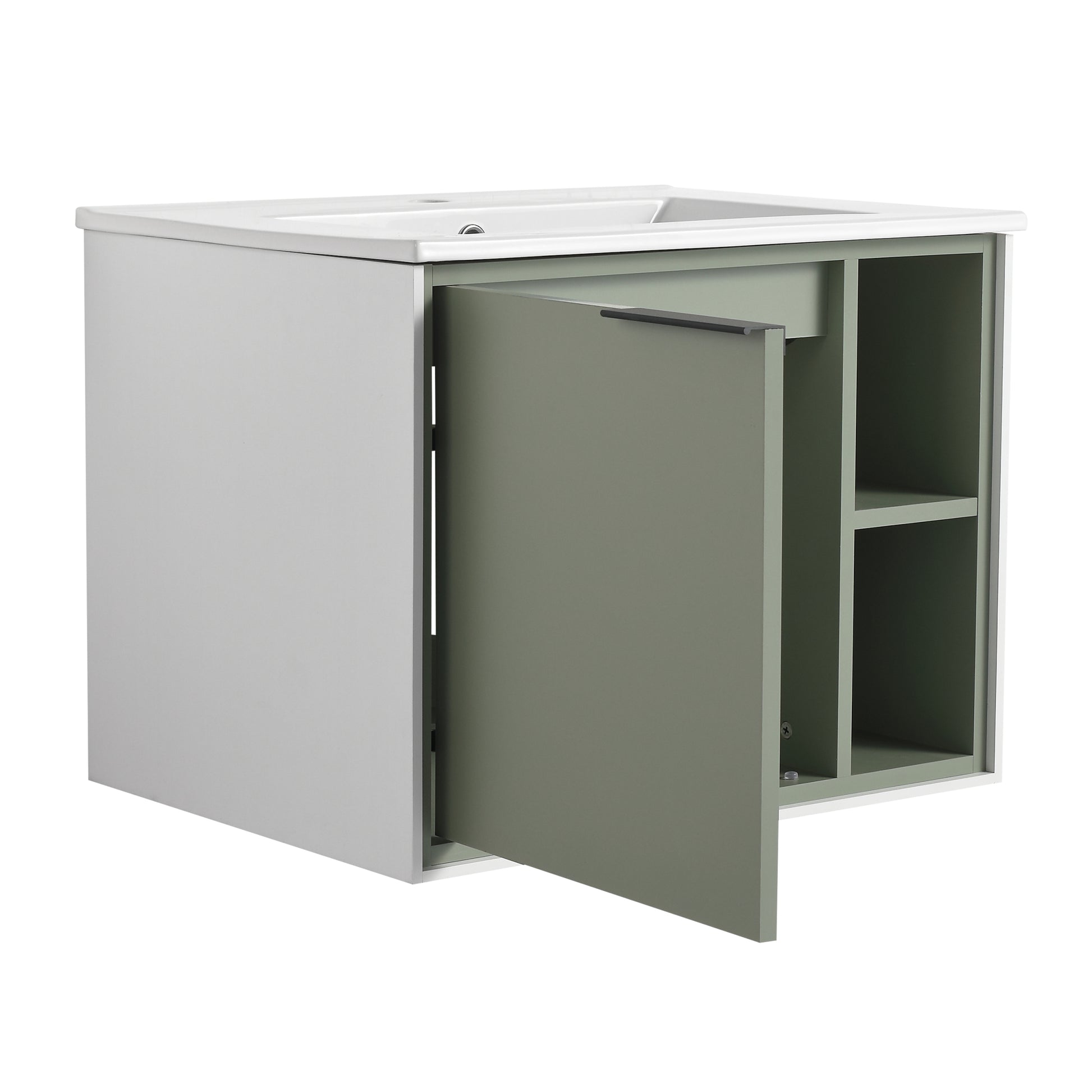 24'' Floating Wall Mounted Bathroom Vanity with green-1-2-soft close doors-bathroom-wall