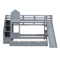 Twin Over Twin Castle Style Bunk Bed With 2 Drawers 3 Shelves And Slide Gray Gray Solid Wood