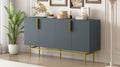 Modern Elegant 4 Door Sideboard Gold Metal Handle Buffet Cabinet For Dining Room, Living Room, Bedroom, Hallway Gray Gray Particle Board