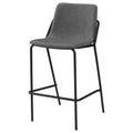 Grey And Black Bar Stools Set Of 2 With Footrest Solid Grey Dining Room Foam Spot Clean Industrial Bar Stools Solid Back Foam Faux Leather