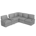 104'' Power Recliner Corner Sofa Home Theater Reclining Sofa Sectional Couches With Storage Box, Cup Holders, Usb Ports And Power Socket For Living Room, Grey Grey Foam Linen 4 Seat