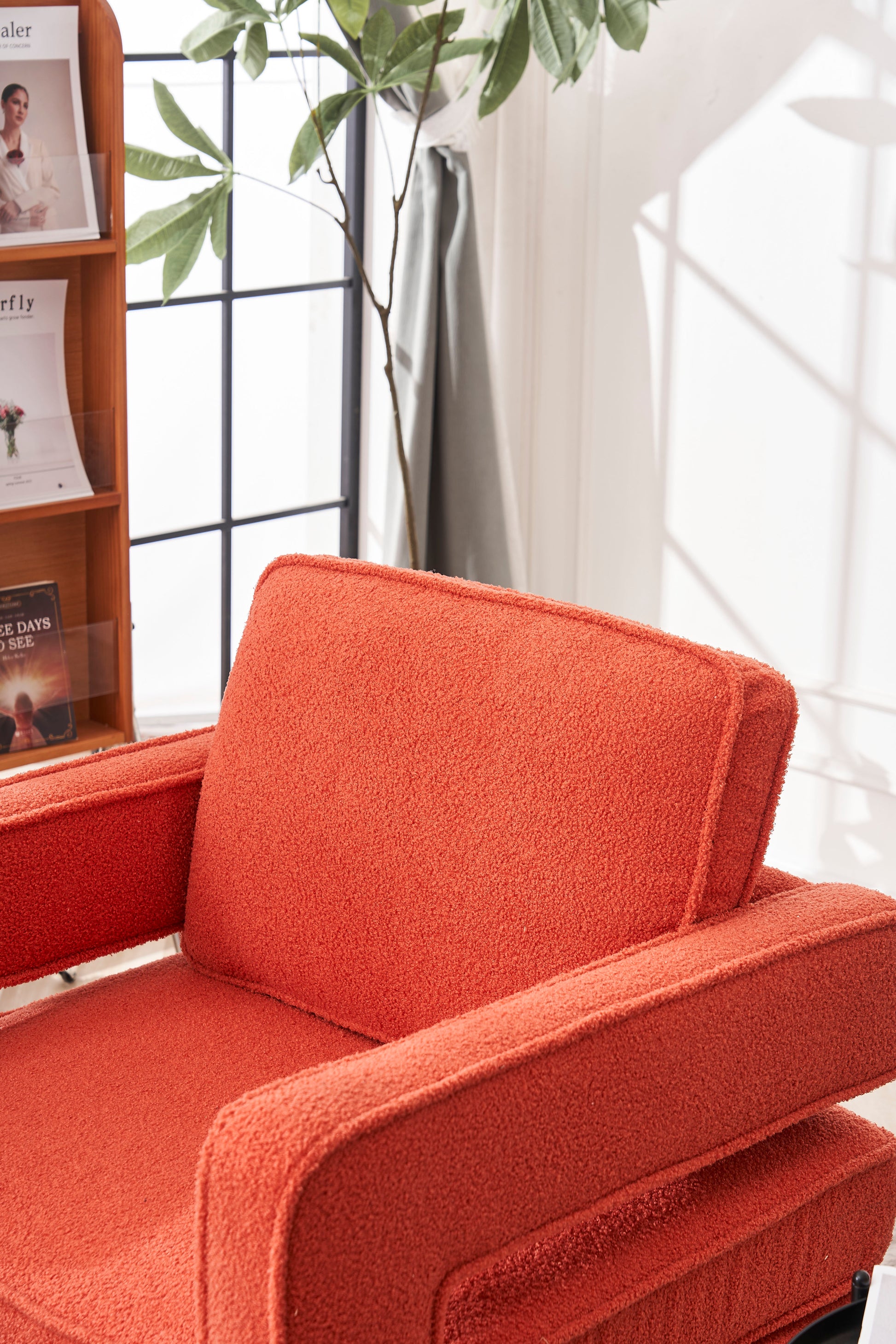 Swivel Barrel Chair For Living Room,360 Degree Swivel Club Modern Accent Single Sofa Chair, Small Leisure Arm Chair For Nursery, Hotel, Bedroom, Office Orange Primary Living Space Modern Faux Fur