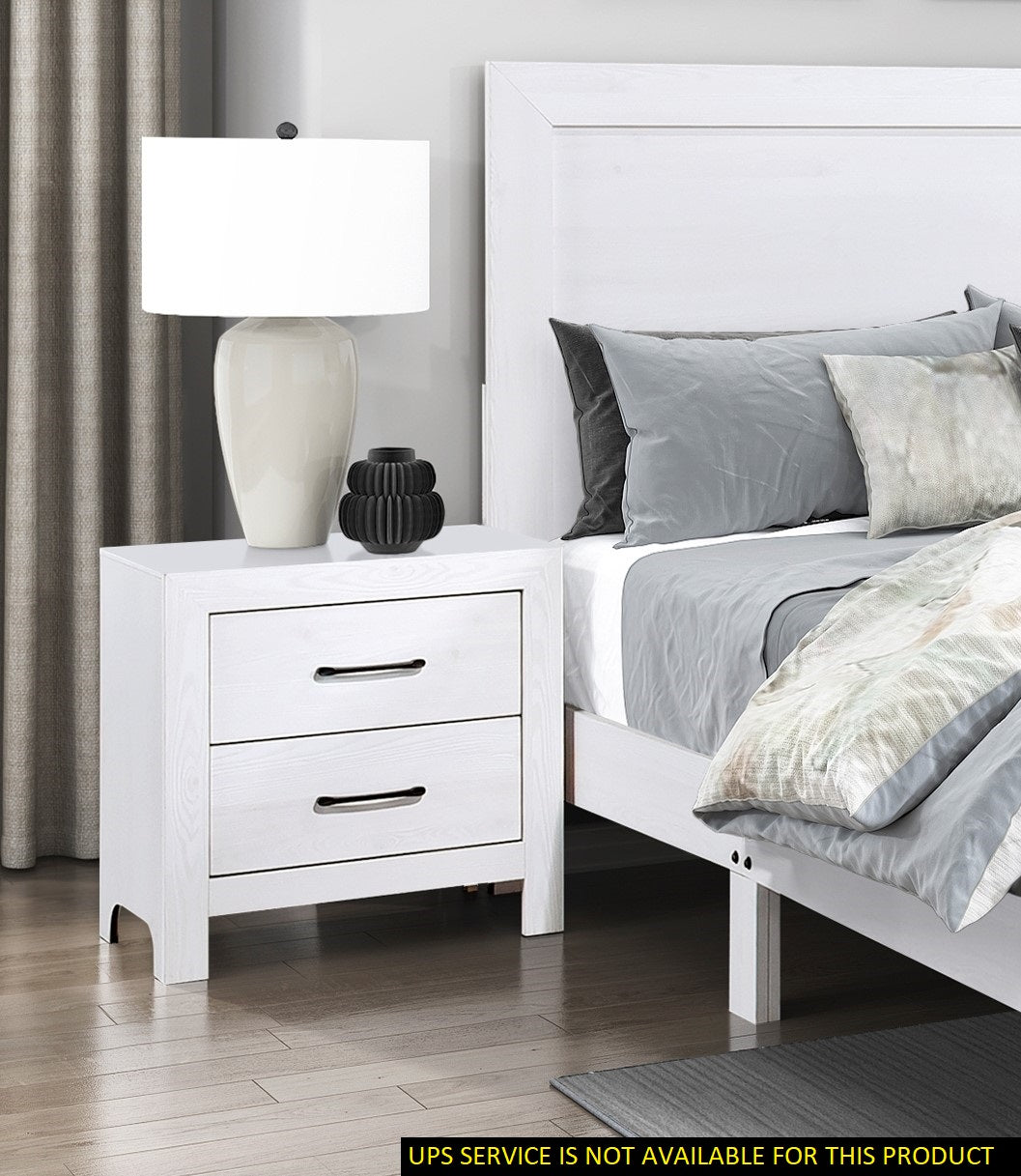 Modern White Finish 1Pc Nightstand Of 2X Drawers Black Hardware Wooden Bedroom Furniture White Bedroom Modern,Rustic Wood