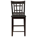 Black And Espresso Lattice Back Counter Height Stools Set Of 2 Solid Brown Espresso Dining Room Foam Spot Clean Transitional Rubberwood Open Back Foam Faux Leather