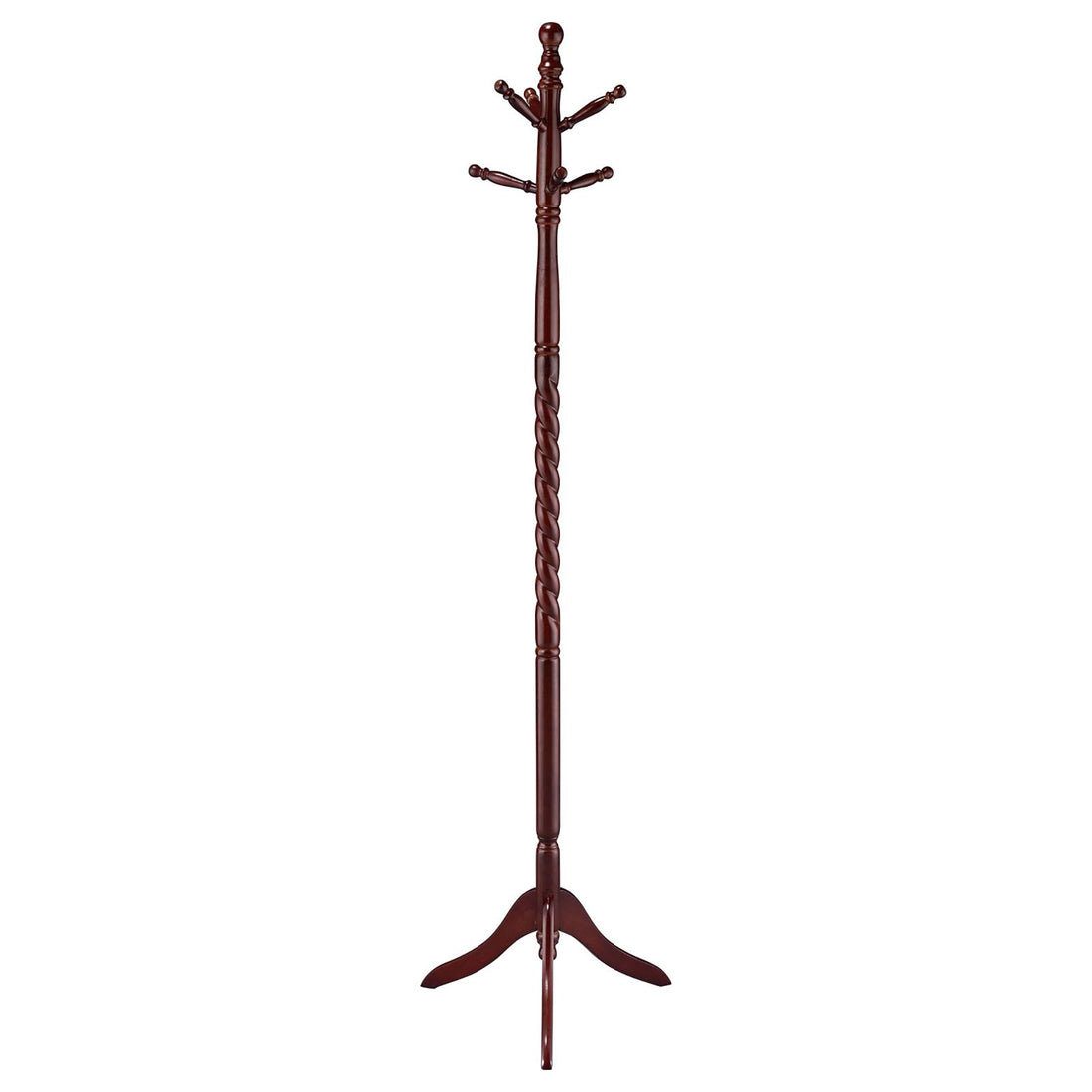 Merlot Coat Rack With Twisted Post Brown Brown Primary Living Space Traditional Rubberwood Wood
