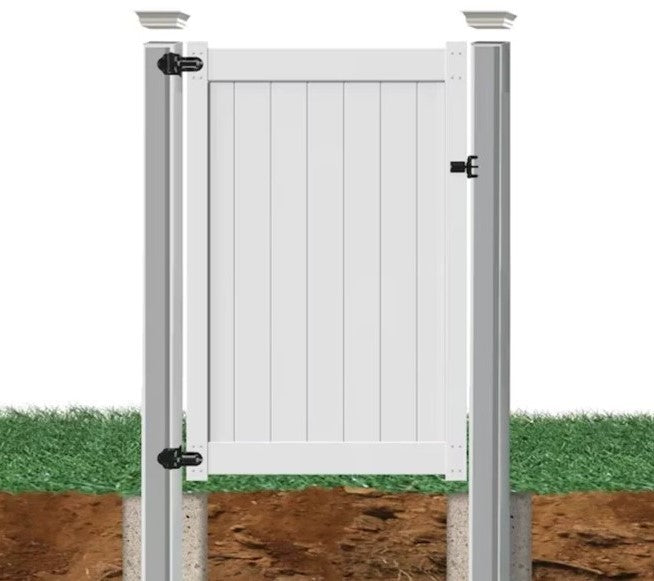 Fence Gate 4ft width Privacy Vinyl White white-vinyl