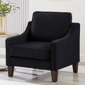 Modern Armchair, Living Room Single Seat Sofa Chair With Wooden Legs, Upholstered Velvet Accent Chair For Living Room, Bedroom,Black Black Espresso Velvet Wood Primary Living Space Medium Soft Cushion Back American Design Rubberwood Square Arms Foam
