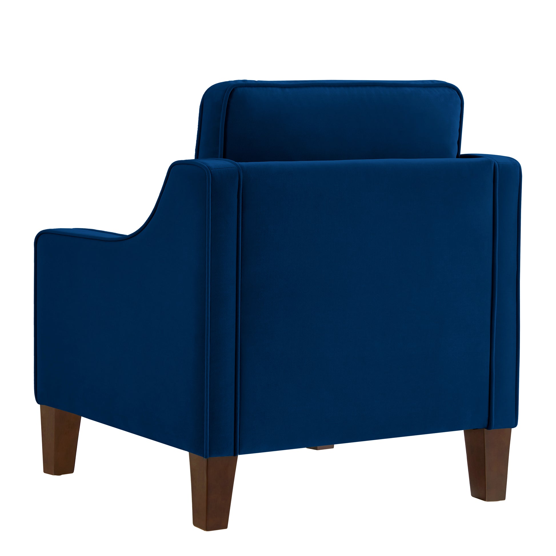 Modern Armchair, Living Room Single Seat Sofa Chair With Wooden Legs, Upholstered Velvet Accent Chair For Living Room, Bedroom,Navy Navy Espresso Velvet Wood Primary Living Space Medium Soft Cushion Back American Design Rubberwood Square Arms Foam Velvet