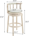 Bar Stools Seat Height 29.5'' Leather Wooden Bar Stools White Blue 1Pc Cream Blue Genuine Leather