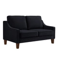 Modern Loveseat Sofa For Living Room, Upholstered Velvet Small Couch With Wooden Legs For Livingroom Bedroom, Black Black Espresso Velvet Wood Primary Living Space Medium Soft Cushion Back American Design Rubberwood Square Arms Foam Velvet 2 Seat