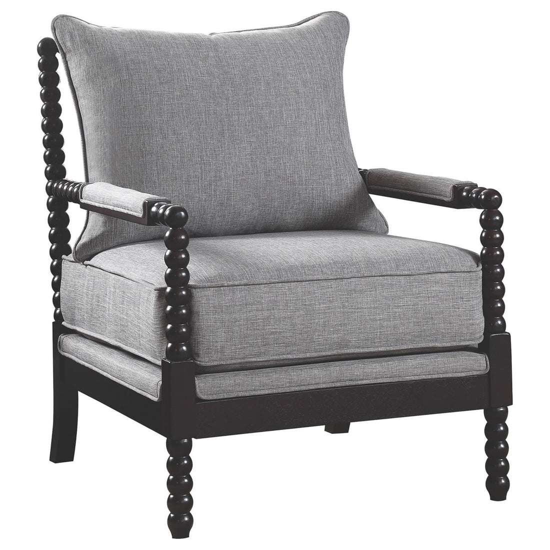 Grey And Black Removable Back Accent Chair Grey Brown Primary Living Space Traditional Rubberwood Foam Fabric