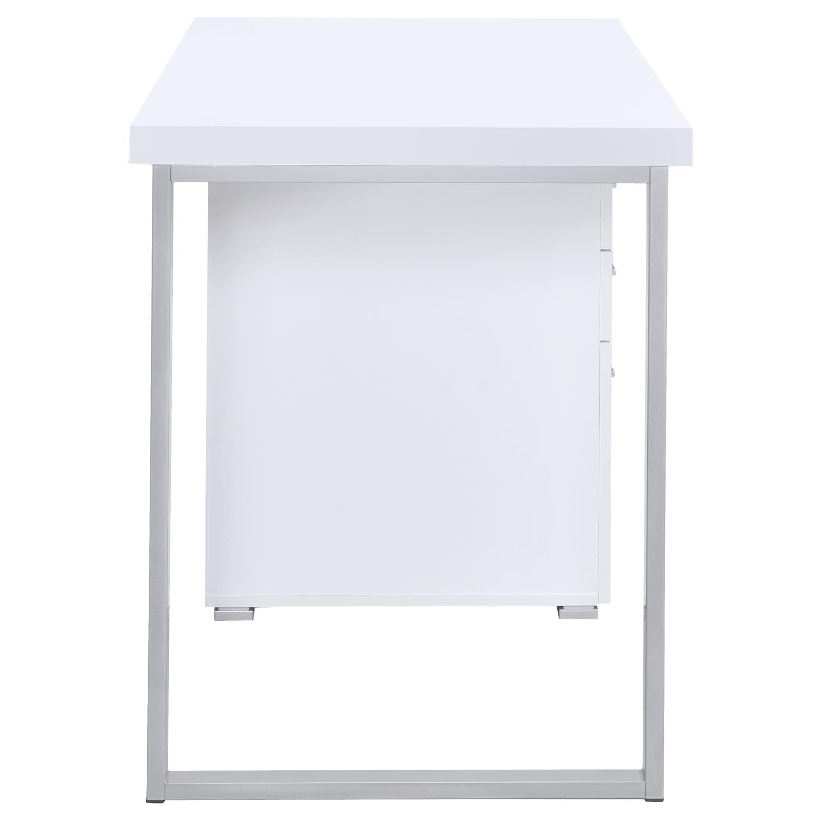 White 3 drawer Reversible Office Desk white-white-writting