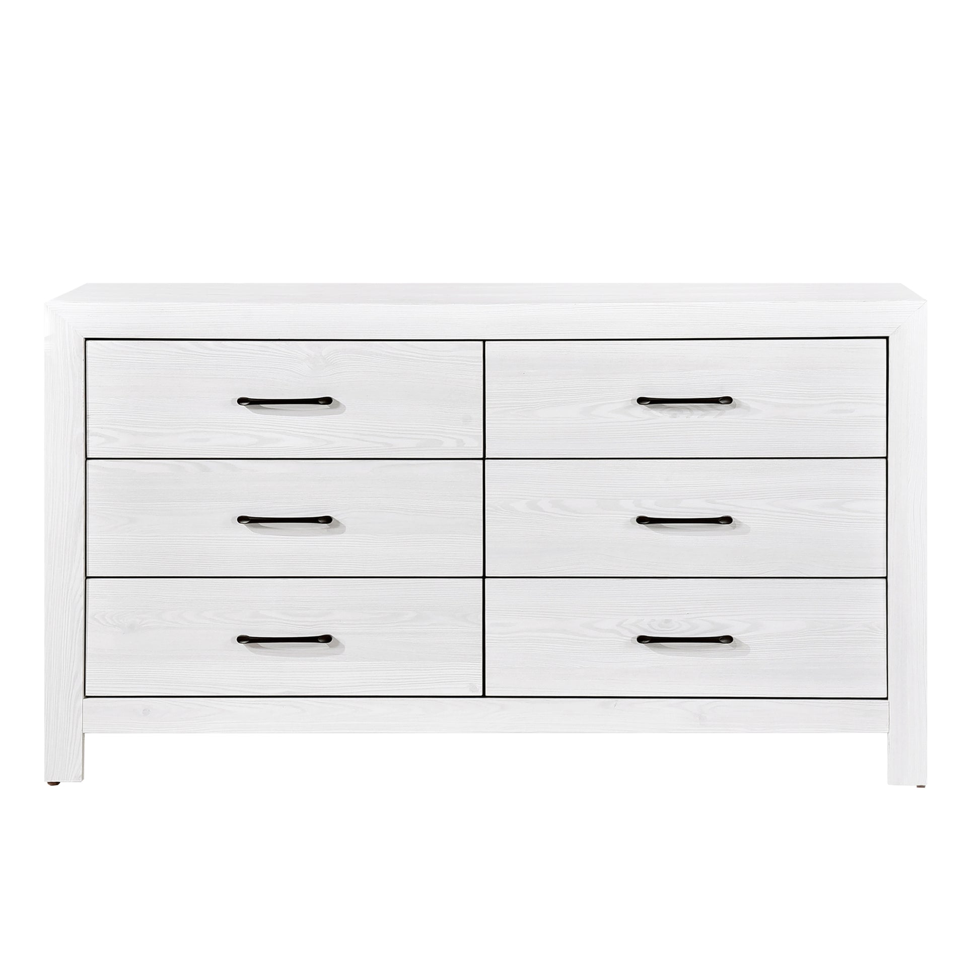 Modern White Finish 1Pc Dresser Of 6X Drawers Black Hardware Wooden Bedroom Furniture White Bedroom Modern,Rustic Wood