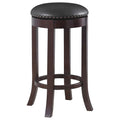 Dark Brown And Medium Brown Swivel Bar Stools Set Of 2 Solid Dark Brown Brown Dining Room Foam Spot Clean Transitional Bar Stools Set Of 2 Foam Faux Leather