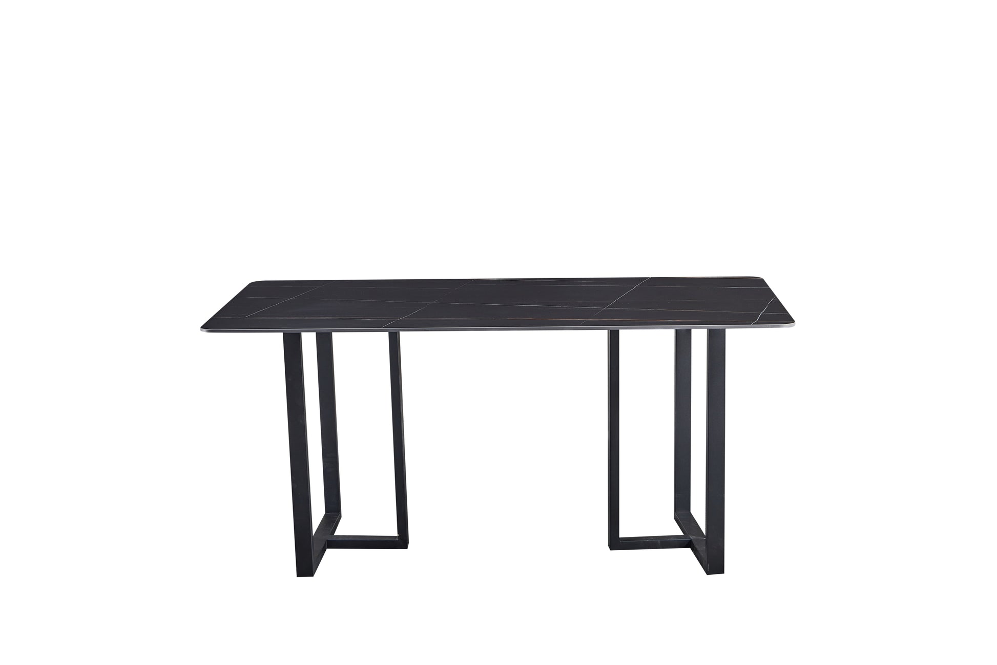 Carbon Steel Dining Table With Lauren Black Gold Stone Surface Supports Up To 71 Kg Black Gold Carbon Steel