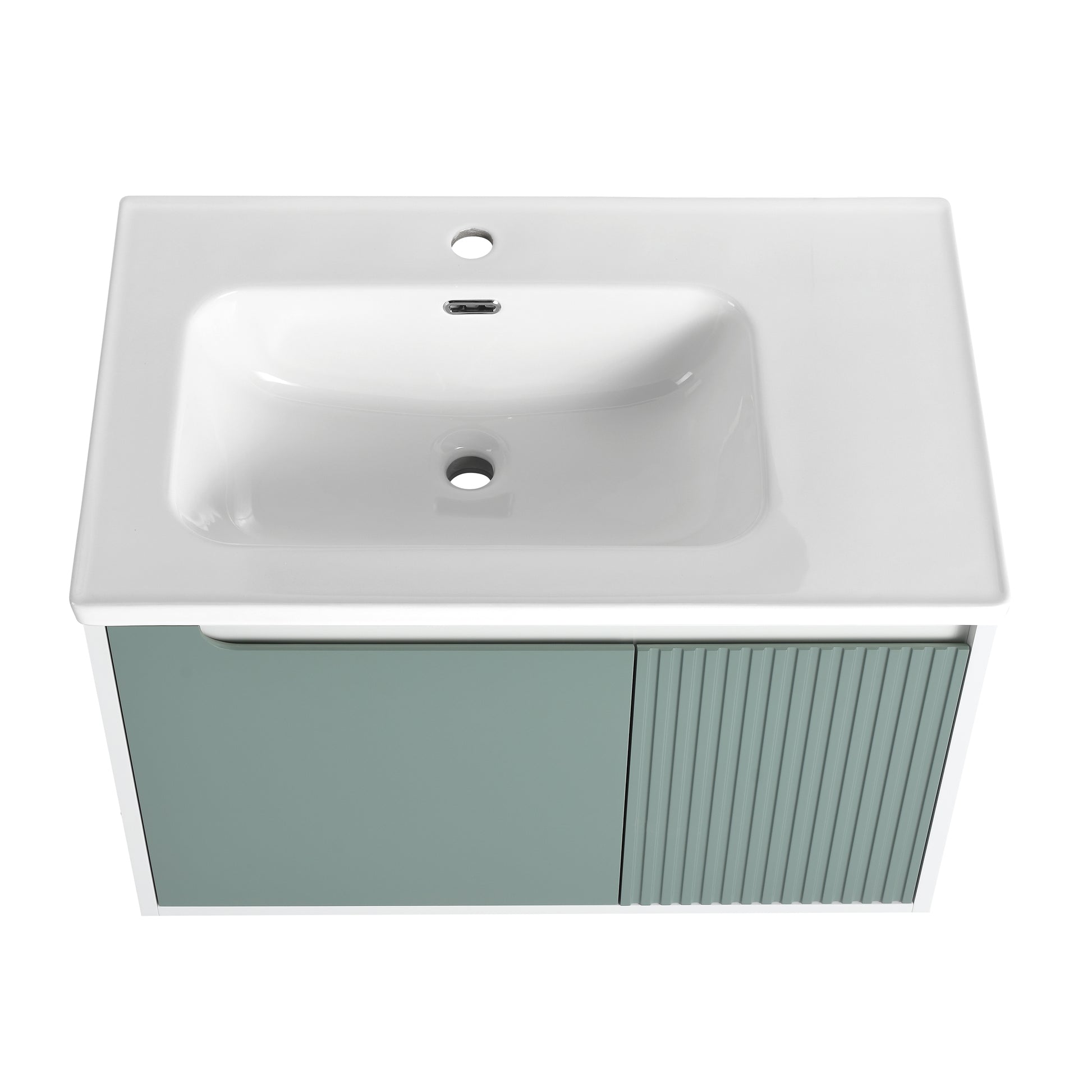 36 '' Wall Mounted Bathroom Vanity With Ceramic Sink, Bathroom Vanity With Soft Close Door Mint Green Bathroom Wall Mounted Modern Plywood