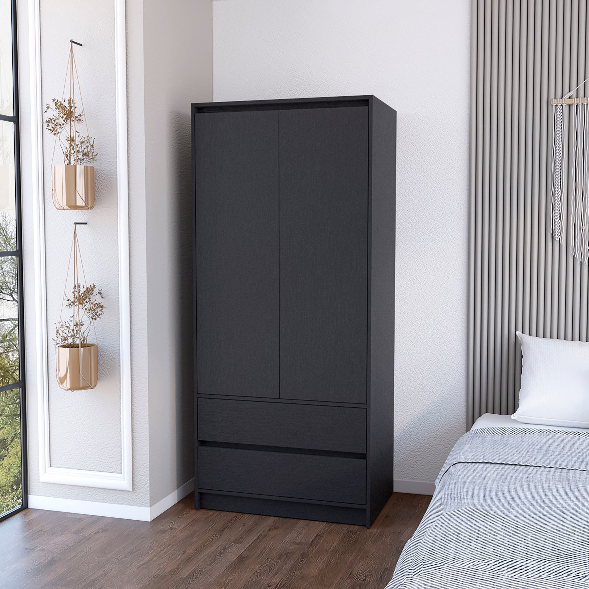 Armoire Closher, Bedroom, Black Black Particle Board Particle Board