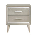 Metallic Sterling 2 Drawer Nightstand Silver Gray 2 Drawers Bedroom Drawer Storage Glam Rubberwood Felt Lined Drawers Wood