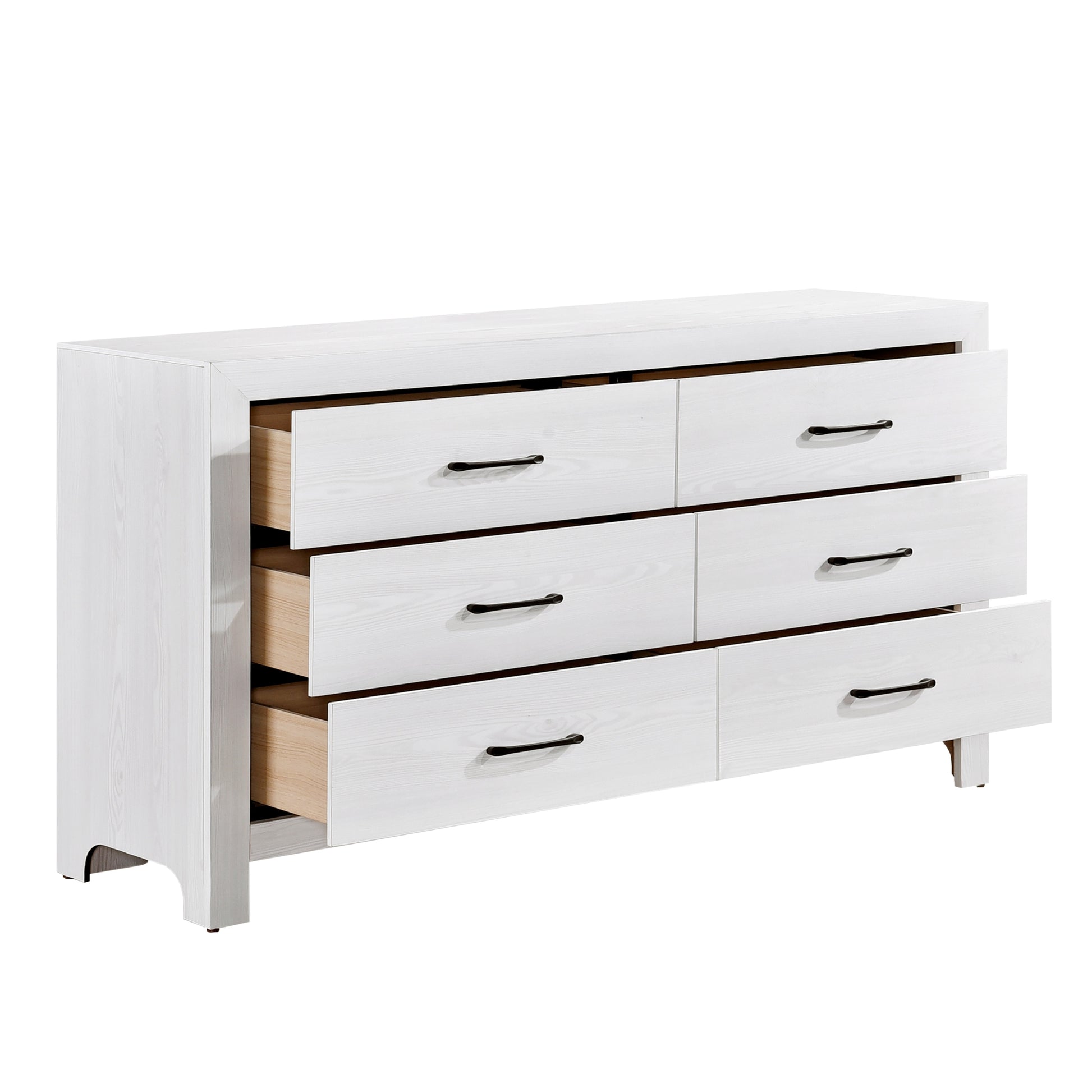 Modern White Finish 1Pc Dresser Of 6X Drawers Black Hardware Wooden Bedroom Furniture White Bedroom Modern,Rustic Wood Modern White Finish 1Pc Dresser Of 6X Drawers Black Hardware Wooden Bedroom Furniture White Bedroom Modern,Rustic Wood