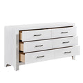 Modern White Finish 1Pc Dresser Of 6X Drawers Black Hardware Wooden Bedroom Furniture White Bedroom Modern,Rustic Wood