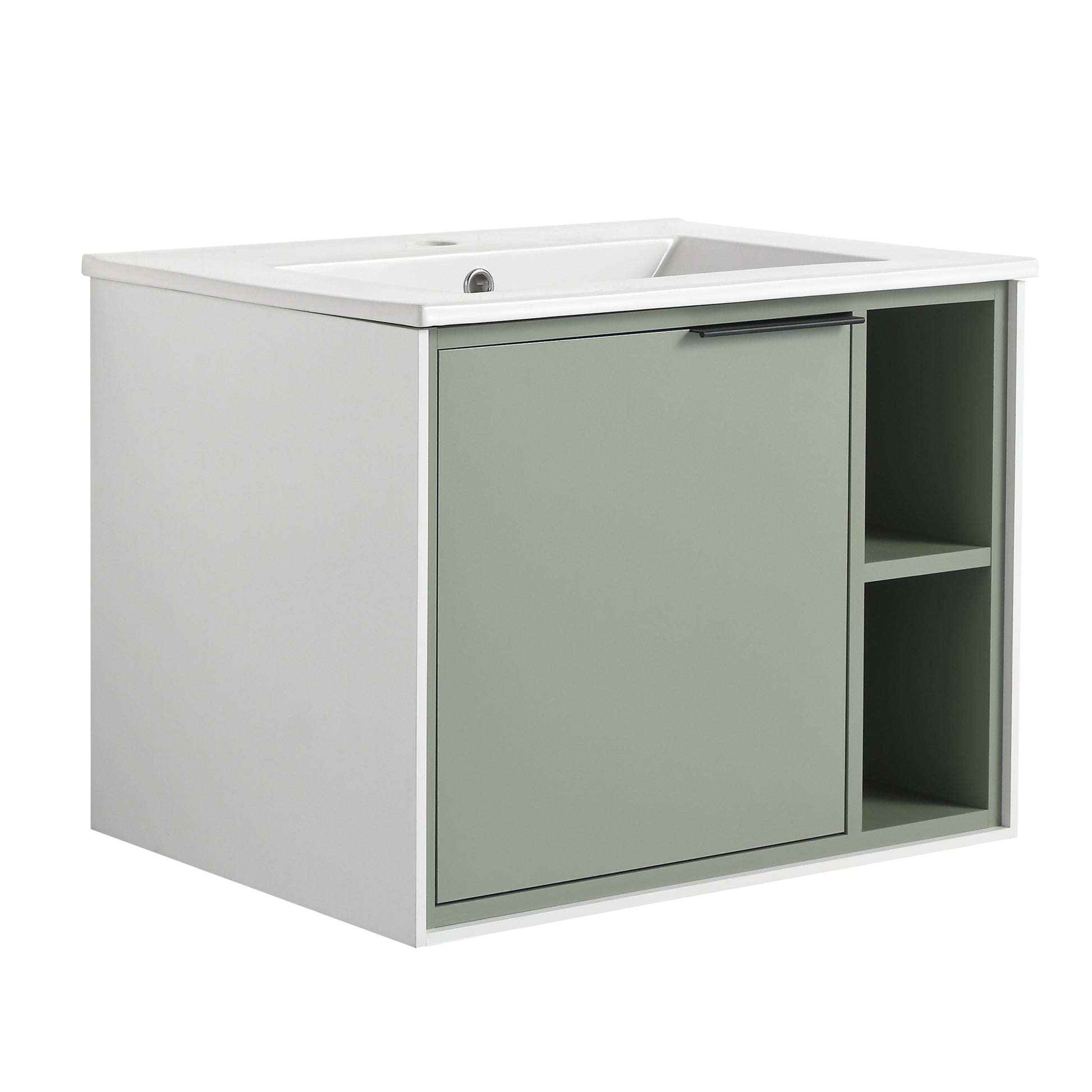 24'' Floating Wall Mounted Bathroom Vanity with green-1-2-soft close doors-bathroom-wall